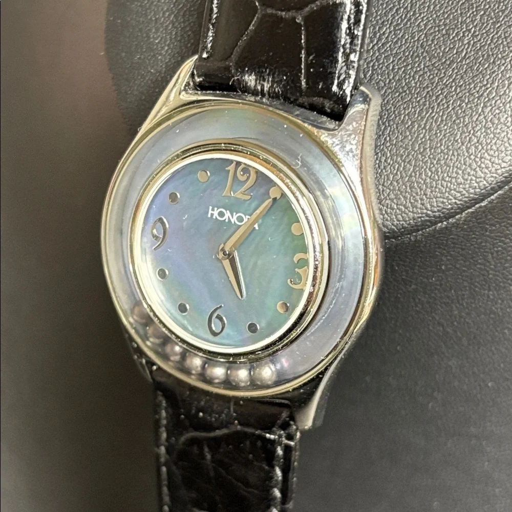 Honora Mother of Pearl Floating Black Pearls Watch Analog Quartz Stainless Steel